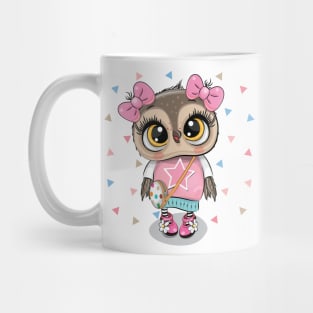 Cute little owl with bows and purse Mug